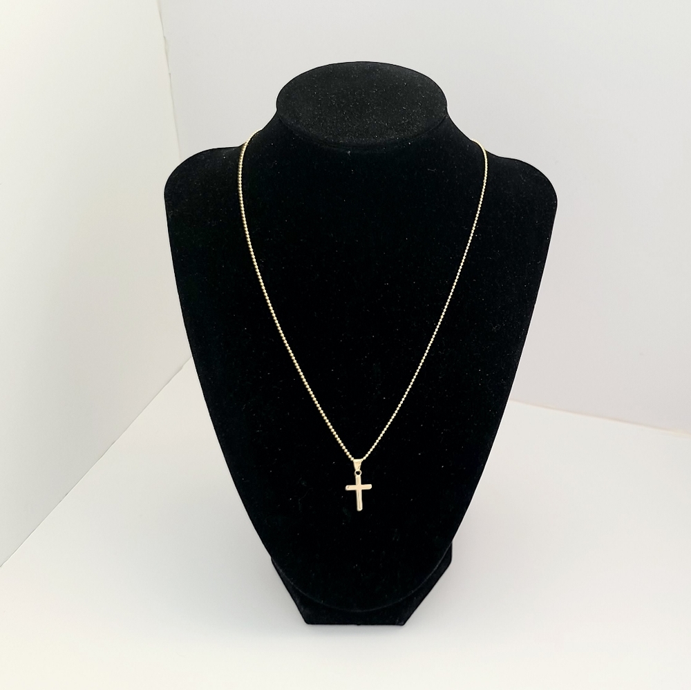 Tiny plain cross necklace. 18K GF. New - Picture 3 of 7